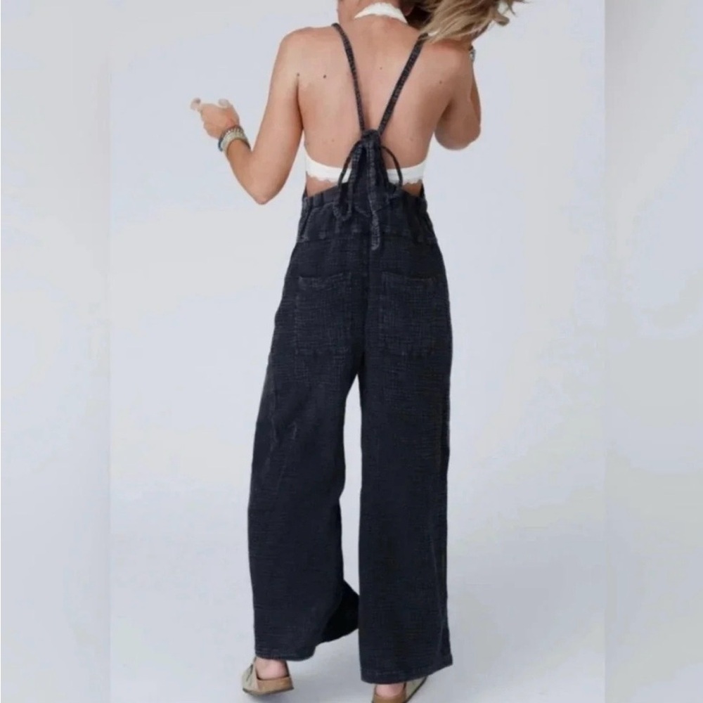 Easel Charcoal Denim Overalls - Picture 2 of 6